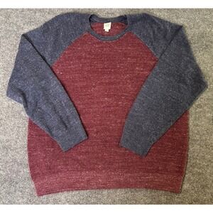 GAP Mens Burgundy Blue‎ Speckled Raglan Crewneck Sweater Size XL